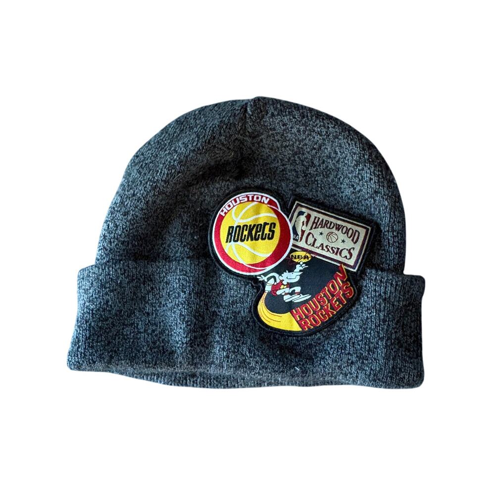 Mitchell & Ness Houston Rockets Hardwood Classics Gray Knit Cuffed Beanie Hat